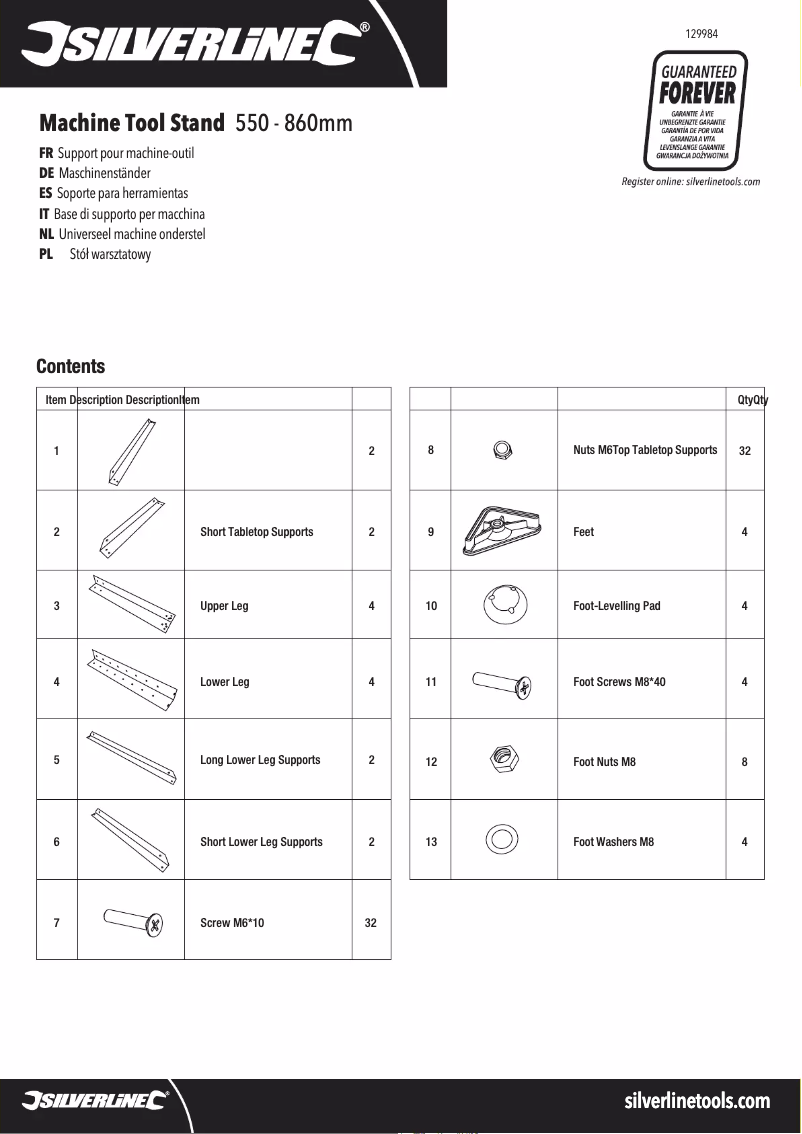Page n°1 - Manuel utilisateur Silverline 129984