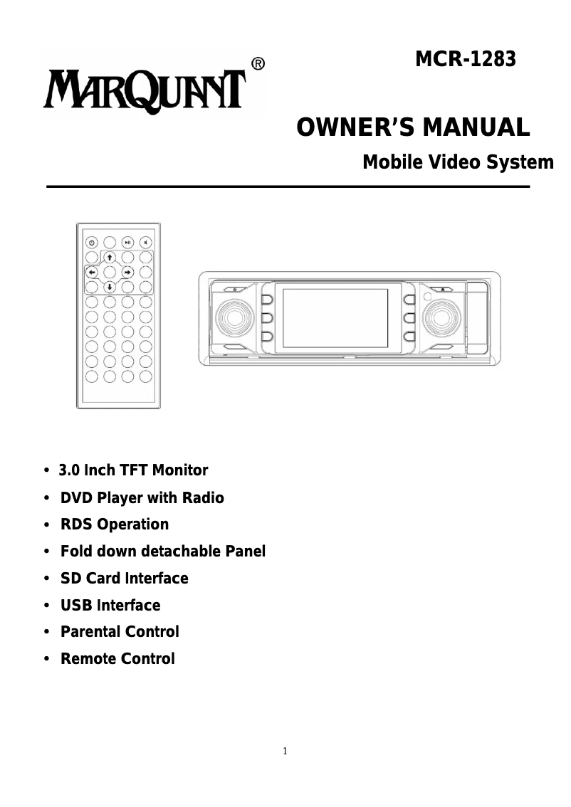 Page 1 de la notice Manuel utilisateur Marquant MCR-1283