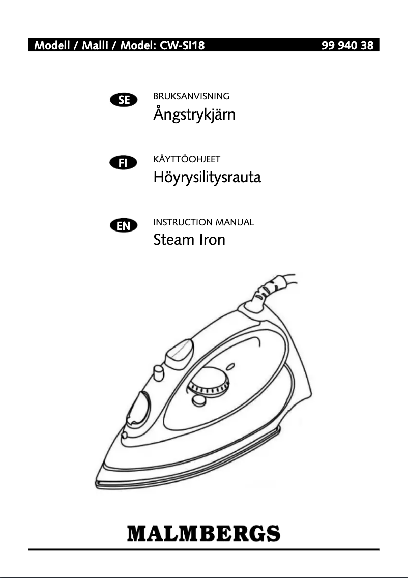 Page 1 de la notice Manuel utilisateur Malmbergs CW-SI18