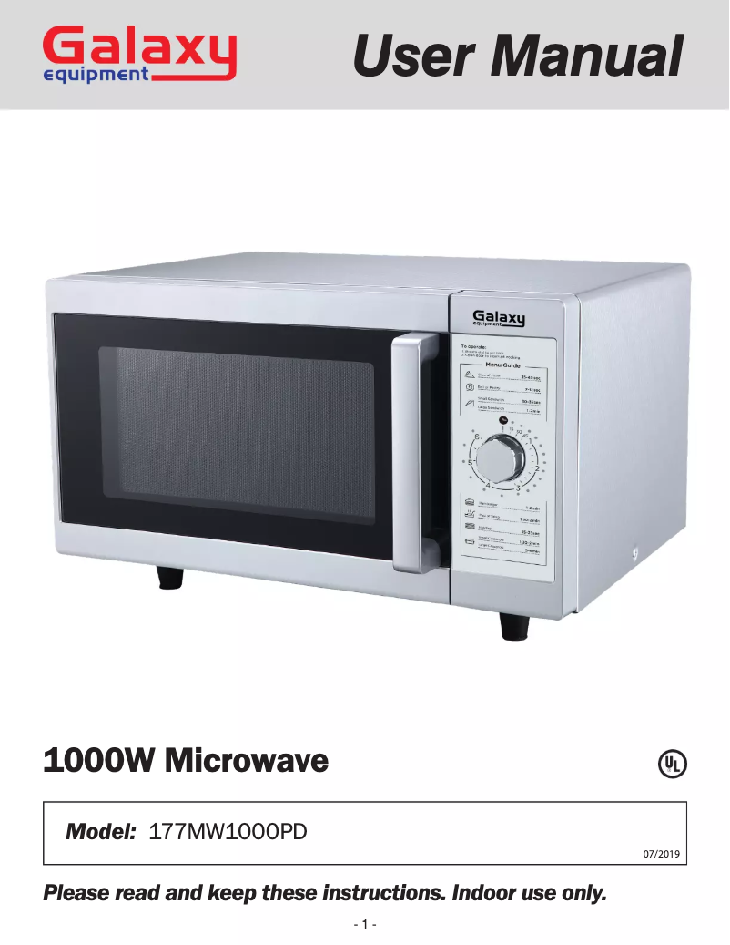 Page n°1 - Manuel utilisateur GALAXY MW1000PD