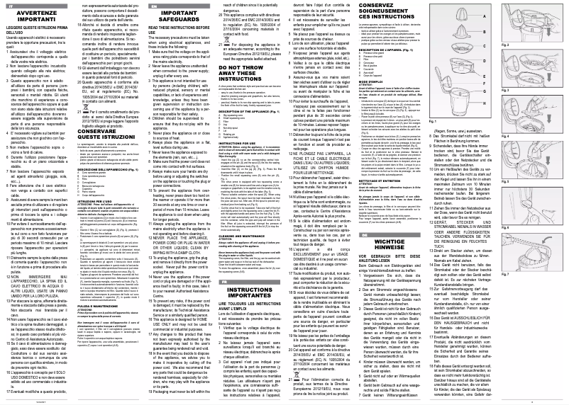 Page 1 of the manual Instruction Manual Ariete Vintage 413