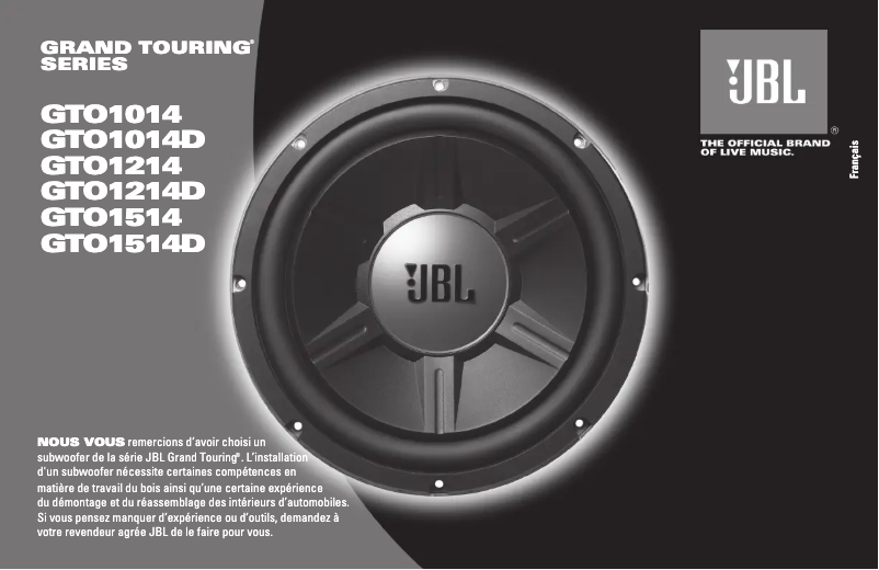Page n°1 - Manuel utilisateur JBL Grand Touring GTO1214