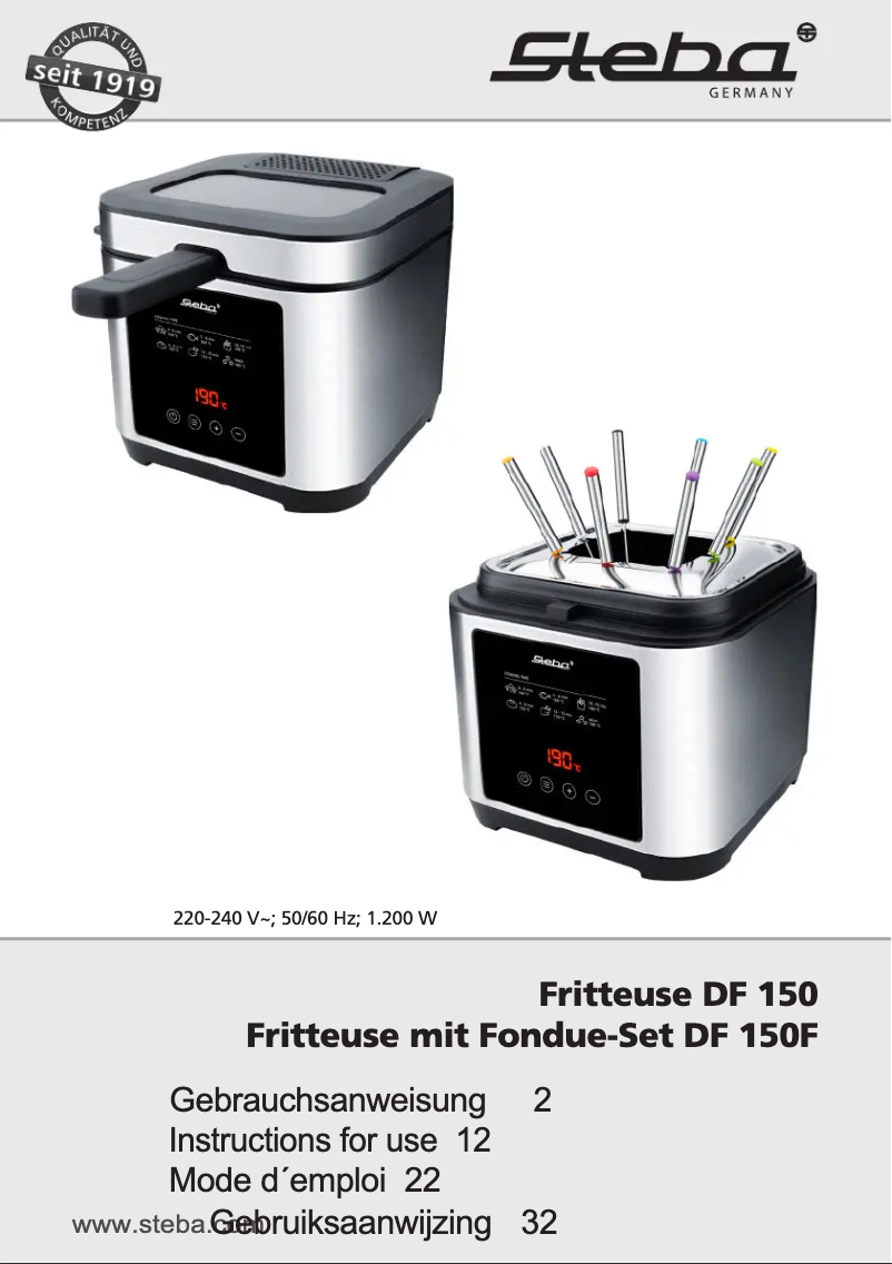 Page n°1 - Manuel utilisateur Steba DF 150