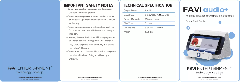 Page n°1 - Manuel utilisateur Favi Entertainment S2C06-BL