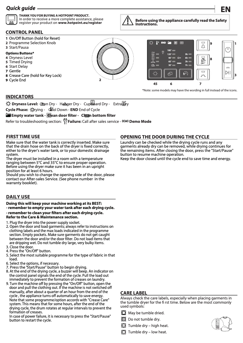 Page 1 de la notice Manuel utilisateur Hotpoint NT M10 81WK UK