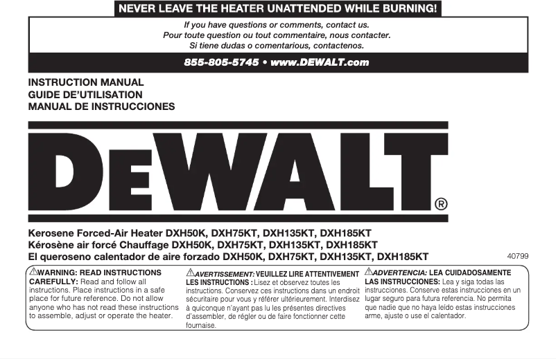 Page 1 de la notice Manuel utilisateur DeWalt DXH50K