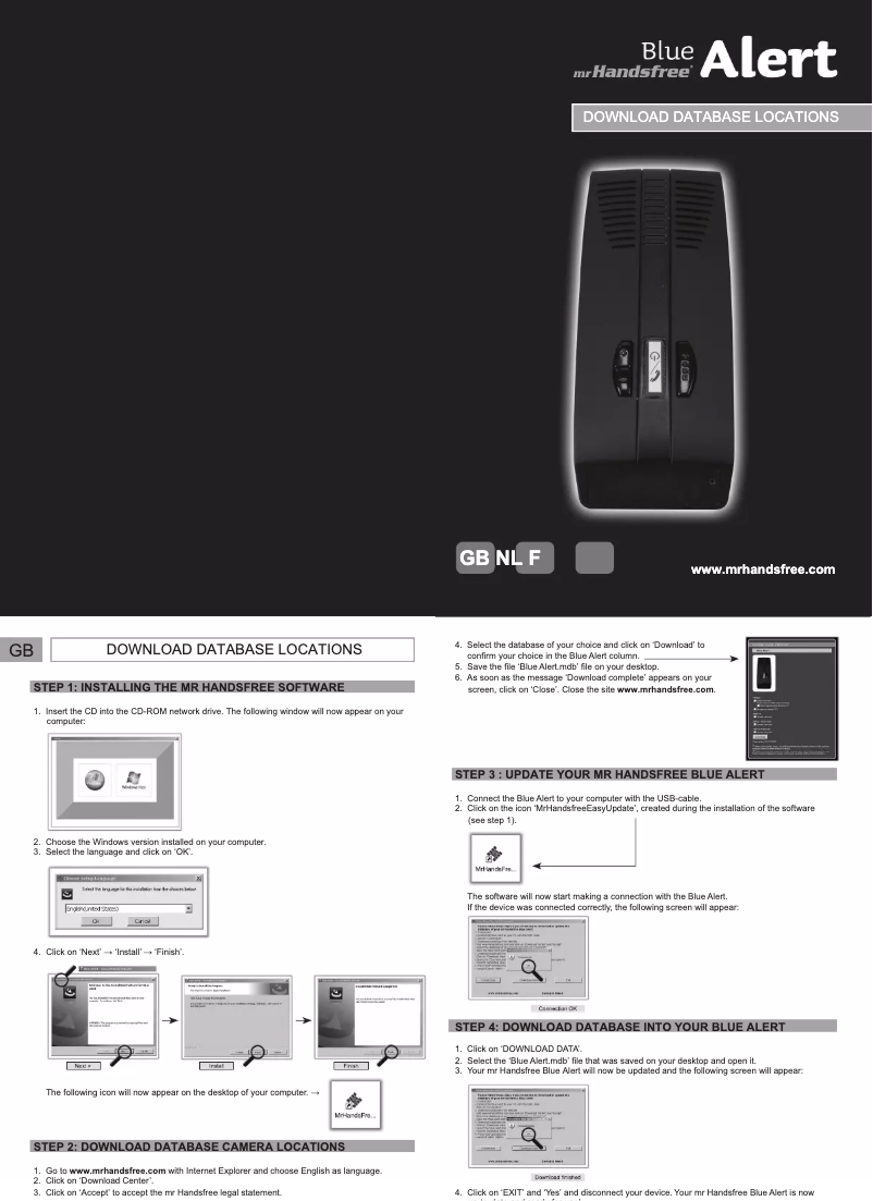 Page 1 de la notice Manuel utilisateur Mr. Handsfree Blue Alert