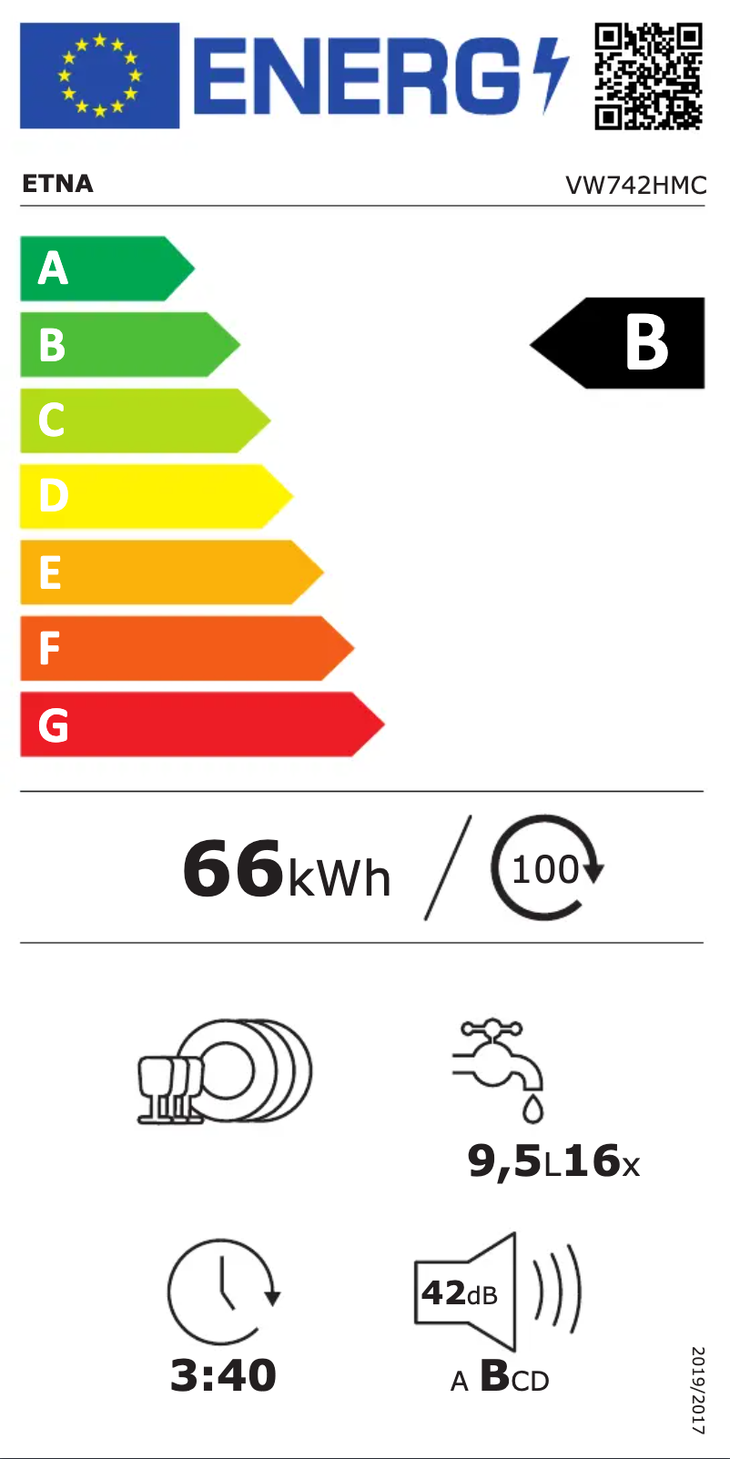 Page n°1 - Label énergétique Etna VW742HMC