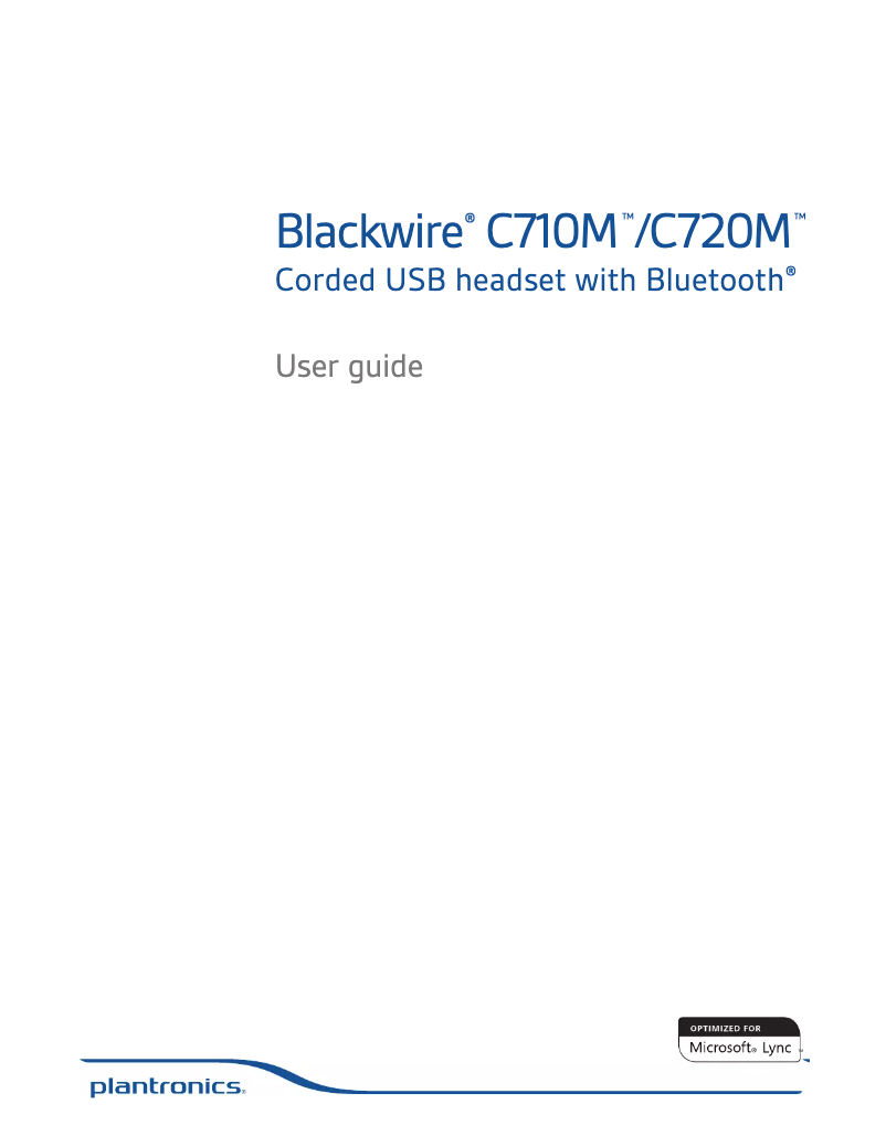 Page 1 de la notice Manuel utilisateur Plantronics Blackwire C720-M