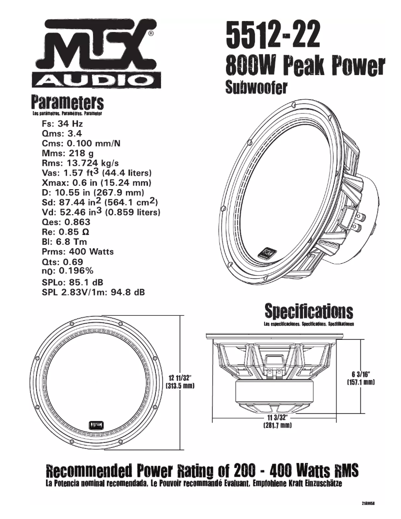 Page n°1 - Manuel utilisateur MTX Audio 5515-22