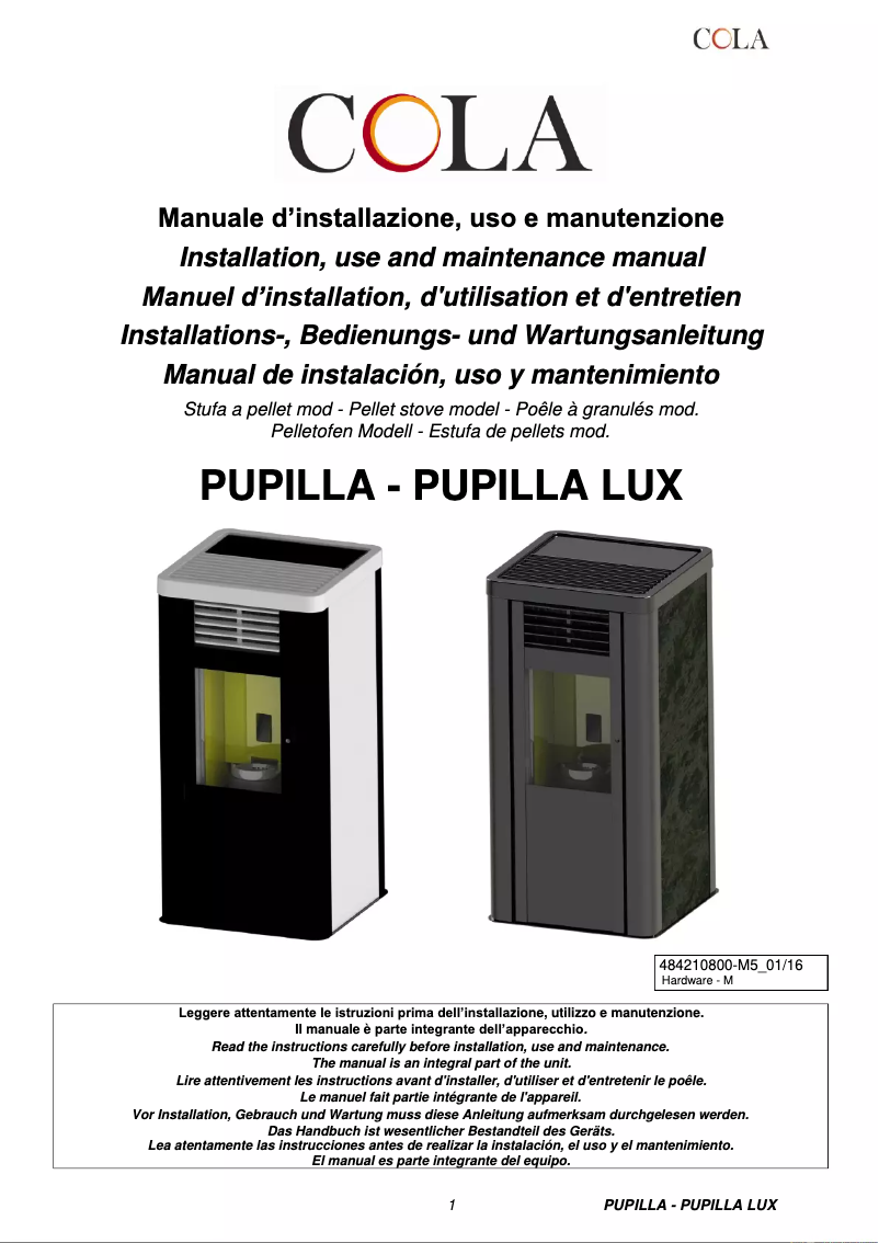 Page n°1 - Manuel utilisateur Cola Pupilla