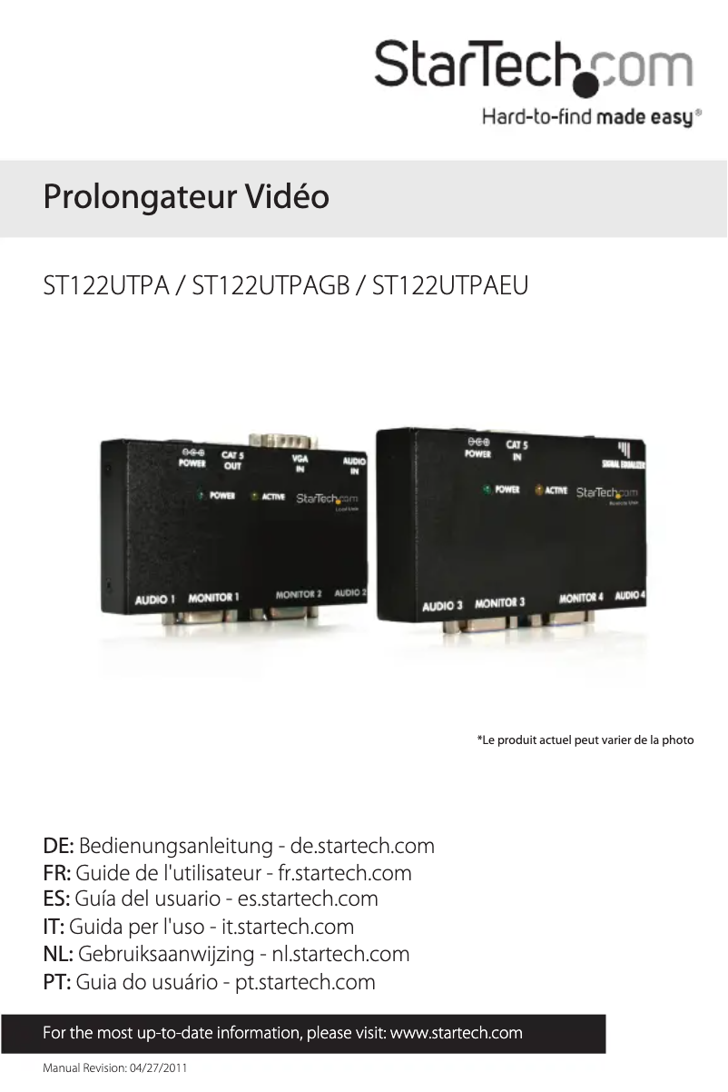 Page n°1 - Manuel utilisateur StarTech.com ST122UTPAGB