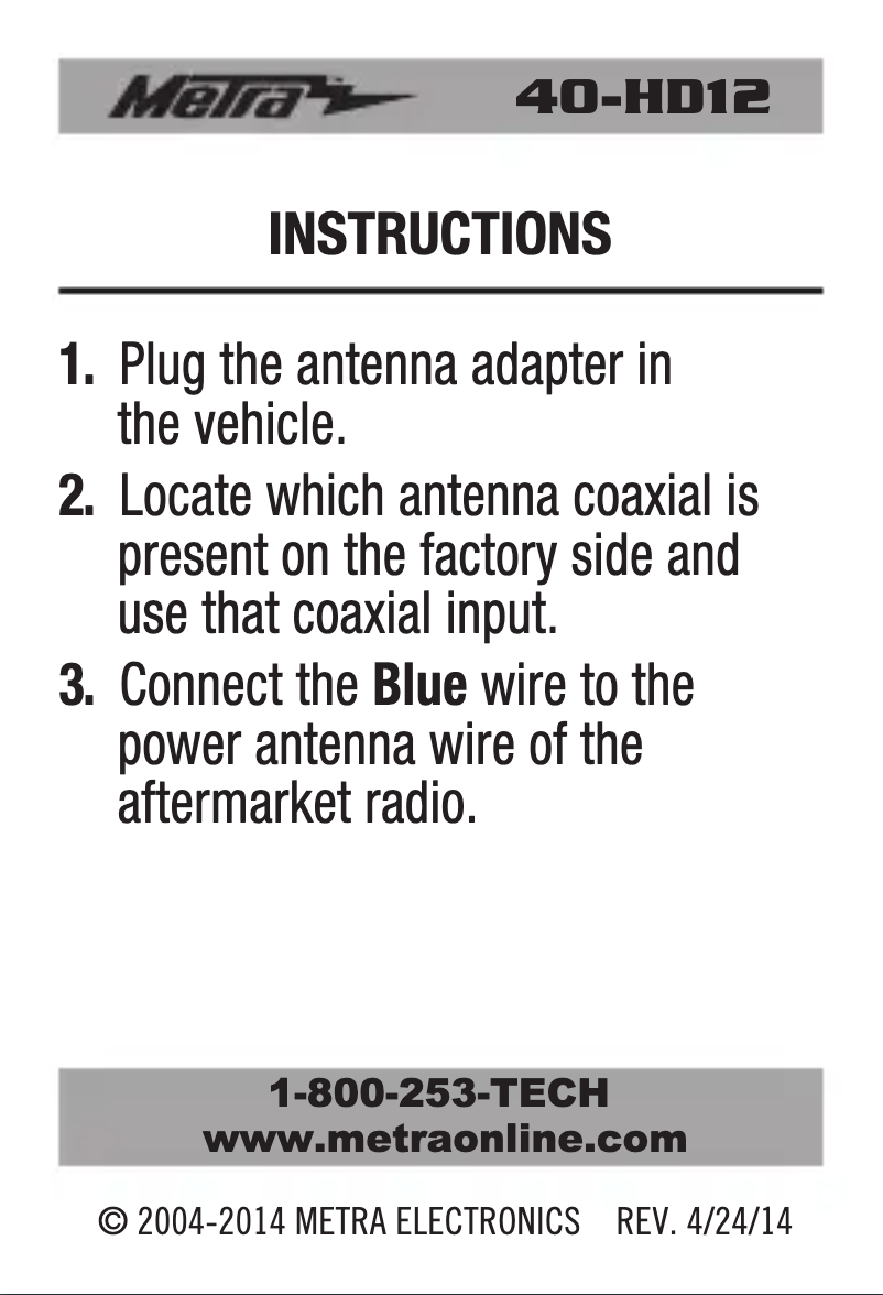 First page image of the manual for 40-HD12
