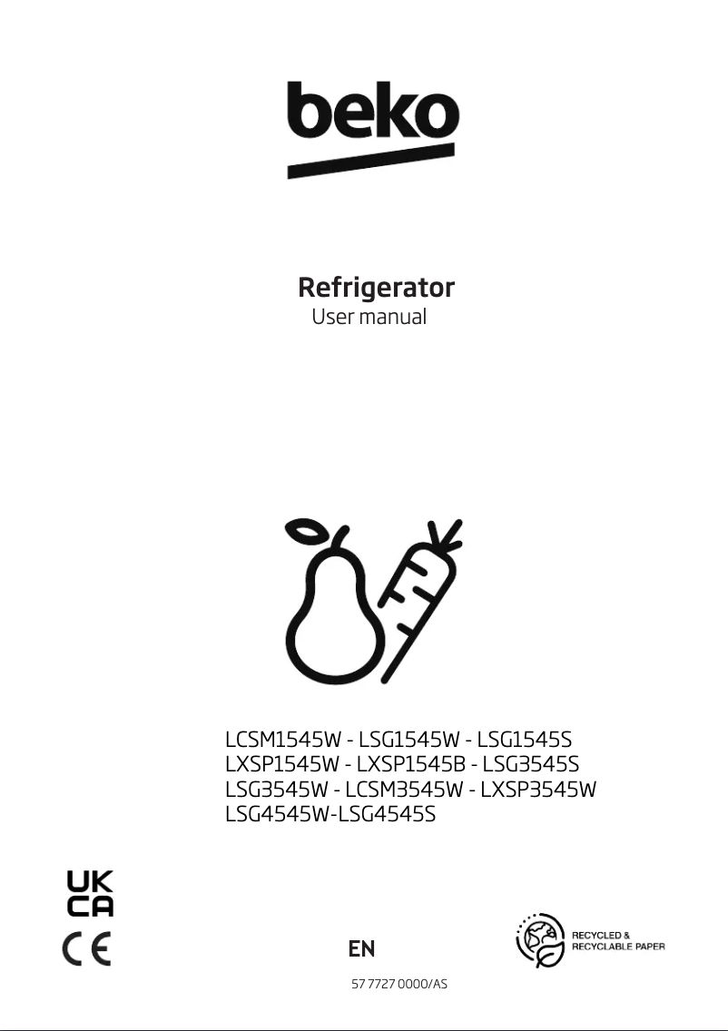 Page 1 de la notice Manuel utilisateur Beko LSG4545S