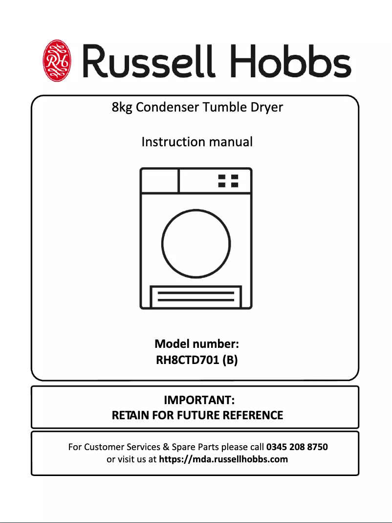 Page 1 de la notice Manuel utilisateur Russell Hobbs RH8CTD701