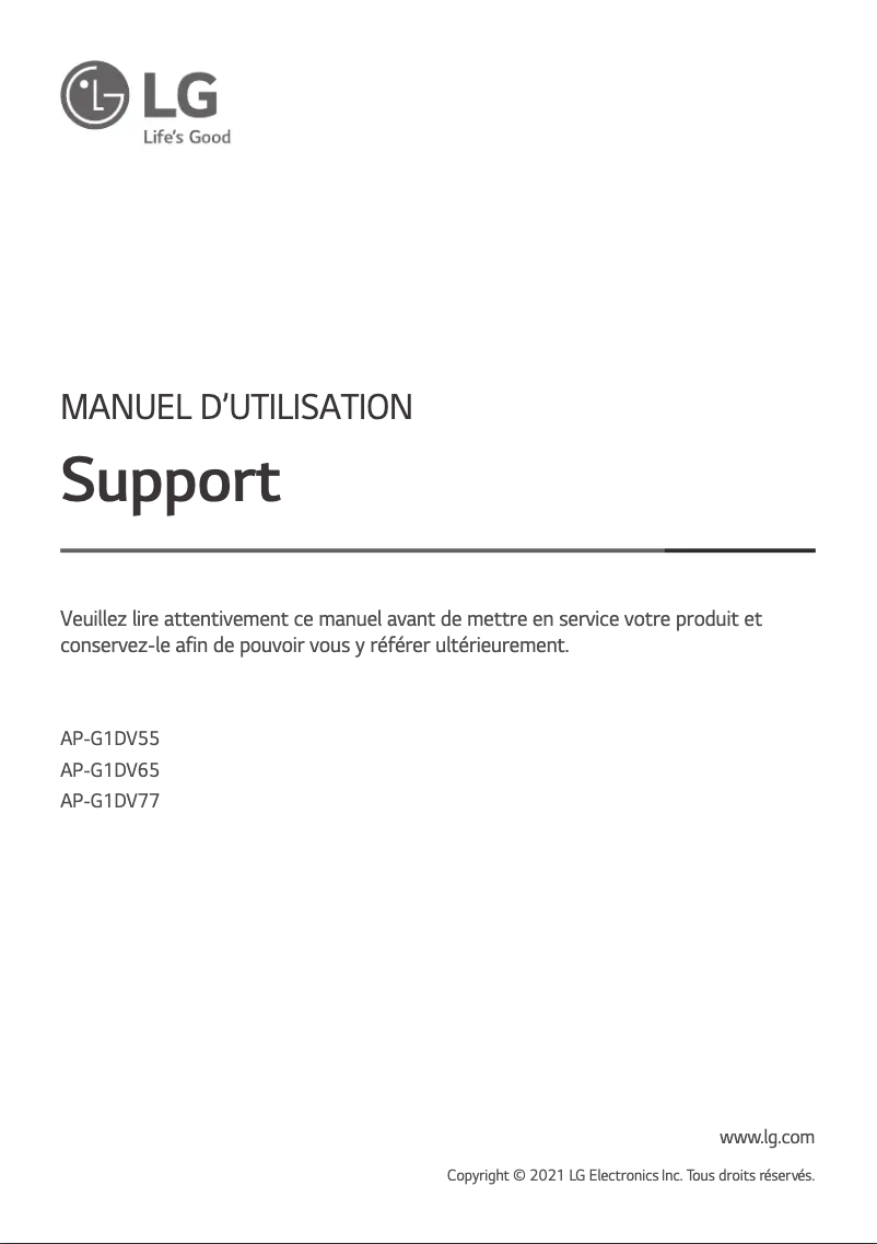 Page n°1 - Manuel utilisateur LG AP-G1DV65