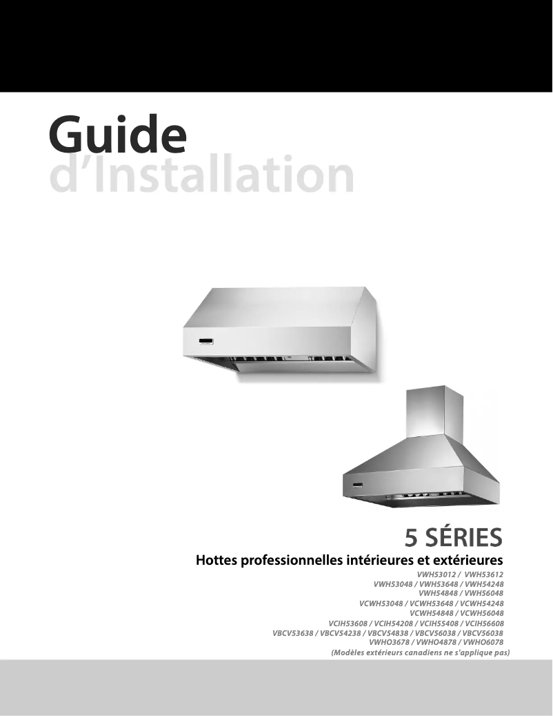 Página 1 del manual Guía de instalación Viking VCWH56048SS