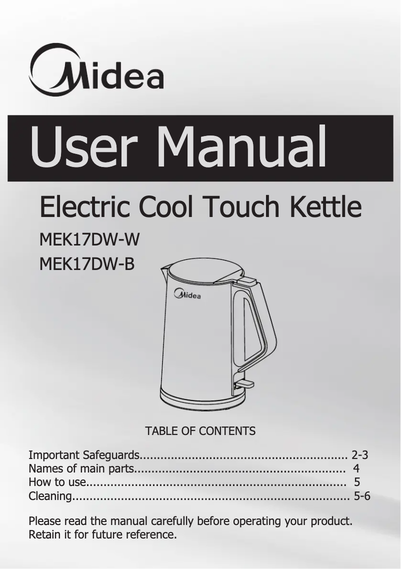 Image de la première page du manuel de l'appareil MEK17DW-W
