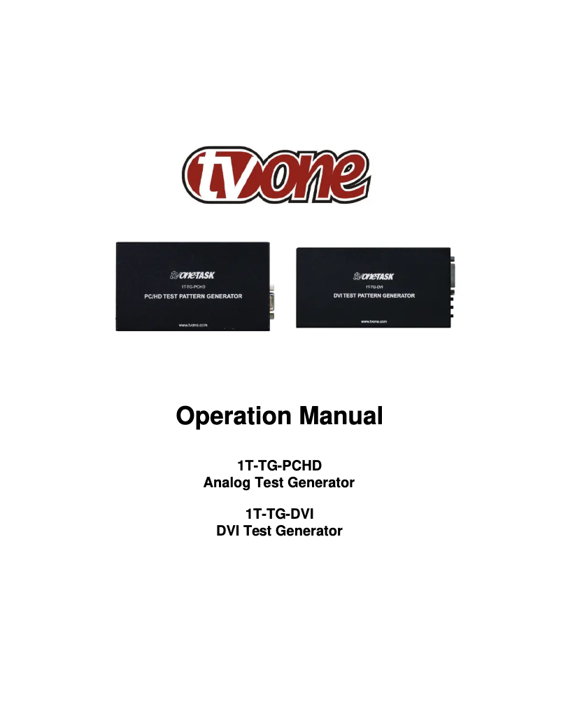 Page n°1 - Manuel utilisateur TV One 1T-TG-PCHD