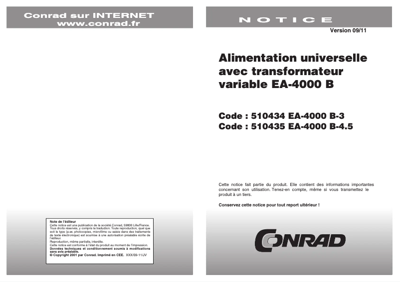 Image de la première page du manuel de l'appareil EA-4000B-4.5