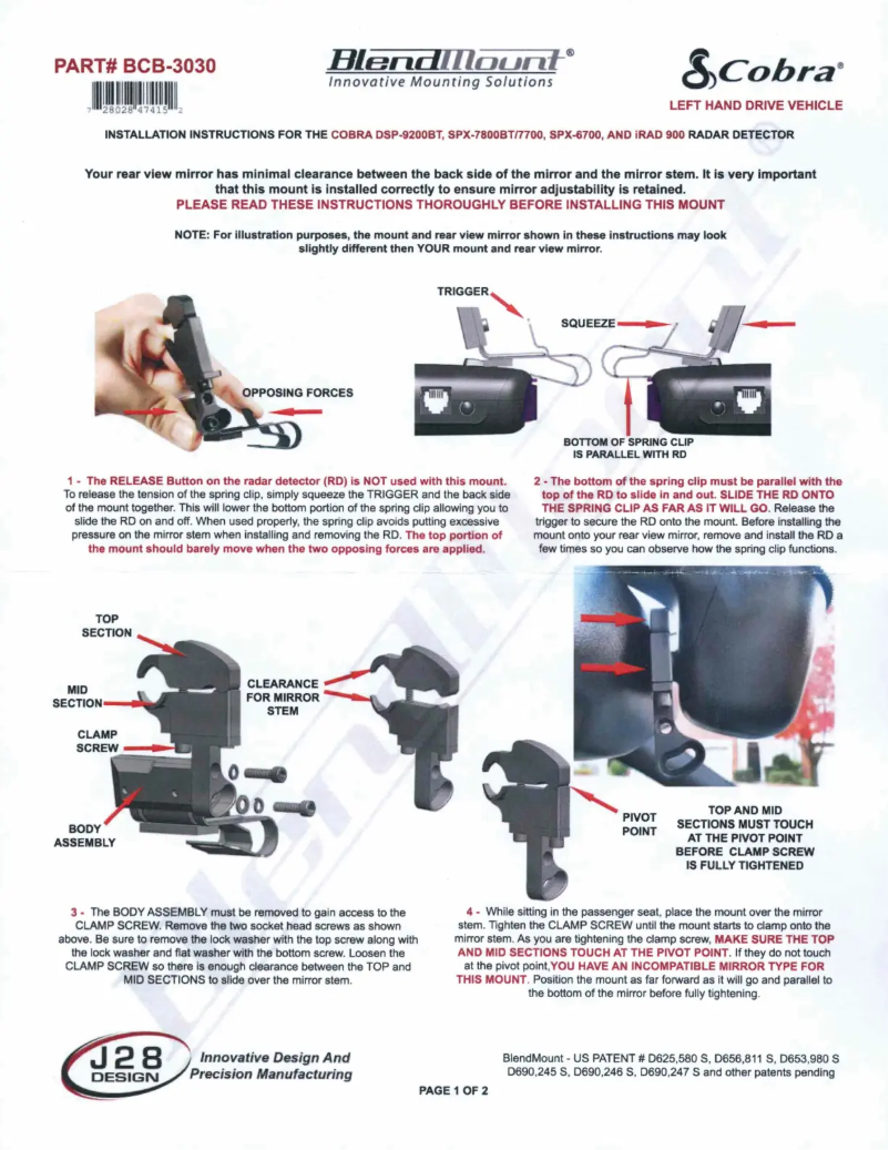 Página 1 del manual Manual de usuario BlendMount BCB-3030