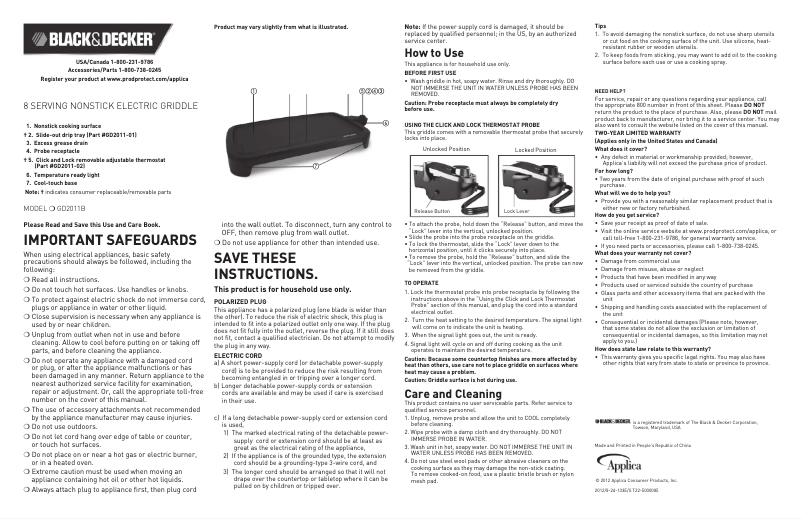 Page 1 de la notice Manuel utilisateur Black & Decker GD2011B