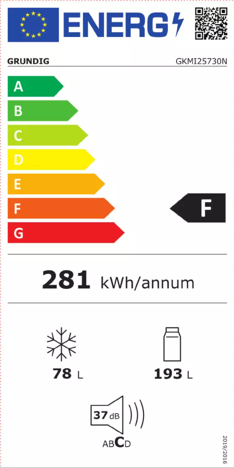 Page n°1 - Label énergétique Grundig GKMI25730N