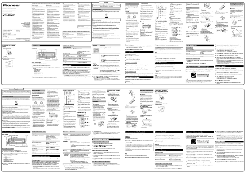Image de la première page du manuel de l'appareil MVH-S510BT