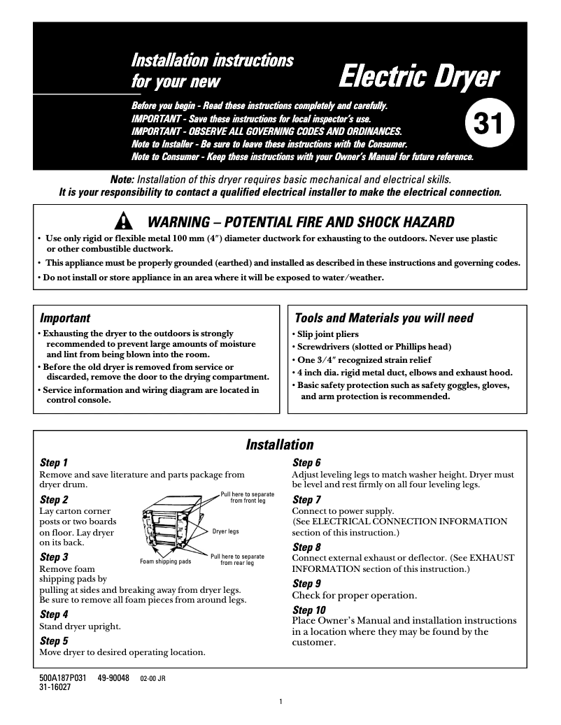 Page 1 de la notice Manuel utilisateur GE Profile DISQ493DTWW