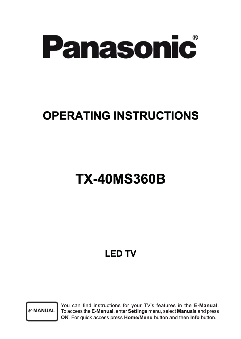 Page n°1 - Manuel utilisateur Panasonic TX-40MS360B