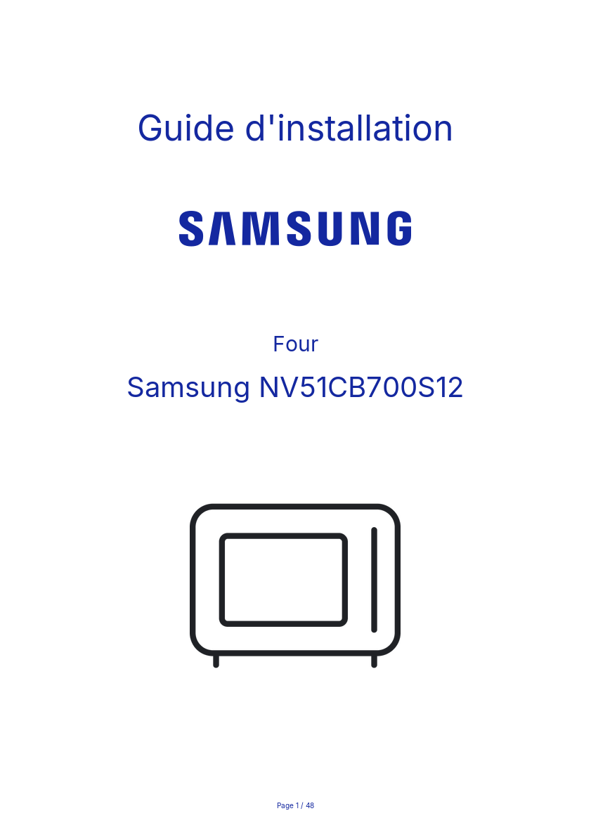 Page n°1 - Guide d'installation Samsung NV51CB700S12