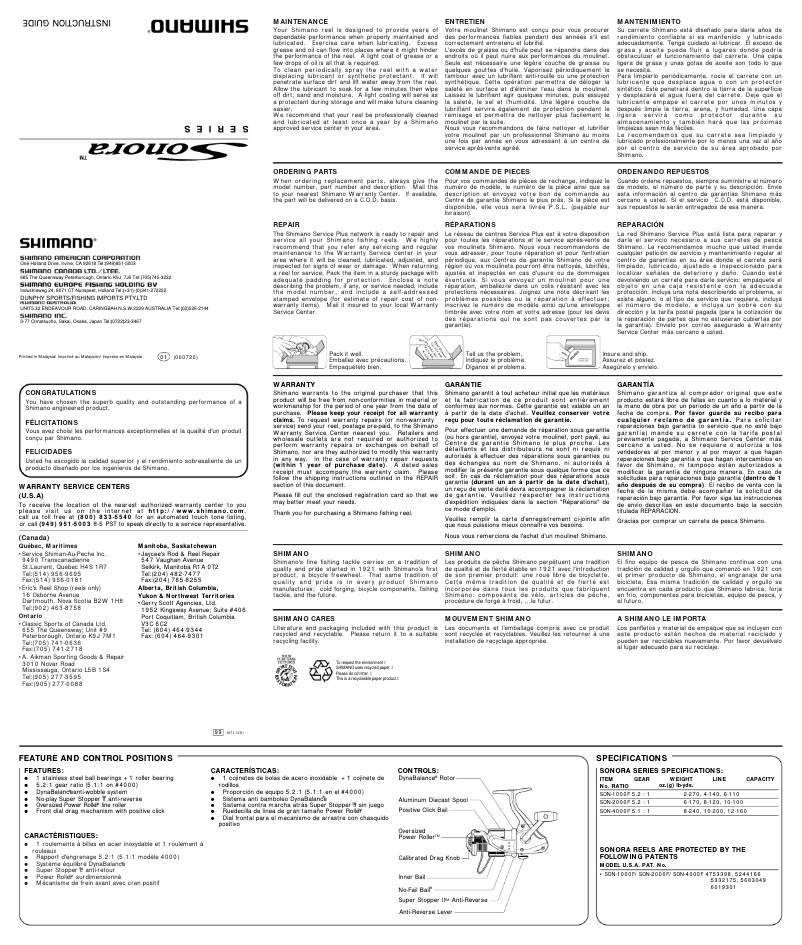 Image de la première page du manuel de l'appareil Sonora 4000F