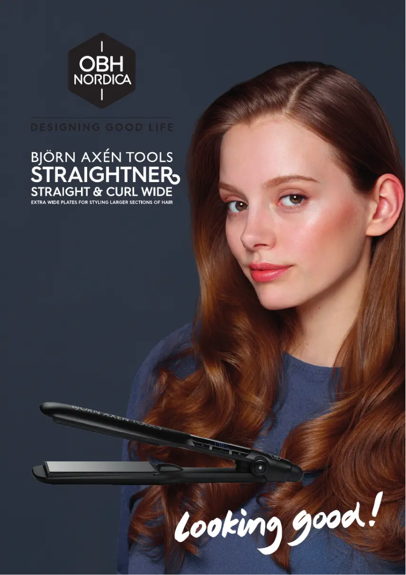 Page 1 de la notice Manuel utilisateur OBH Nordica Björn Axén Straight & Curl Wide 3055