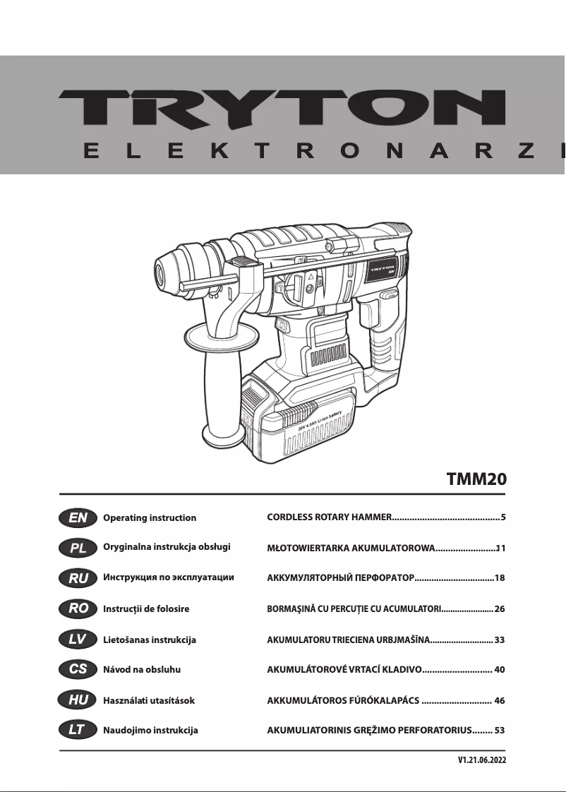 Page n°1 - Manuel utilisateur Tryton TMM20