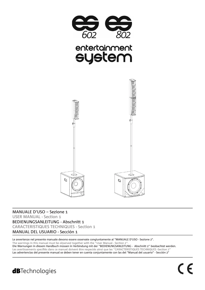 Page 1 de la notice Manuel utilisateur DB Technologies ES 802