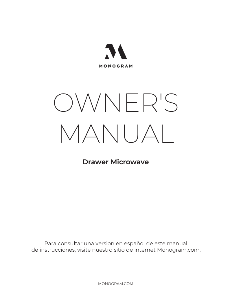 Page 1 de la notice Manuel d'utilisation et d'entretien Monogram ZWL1126SRSS