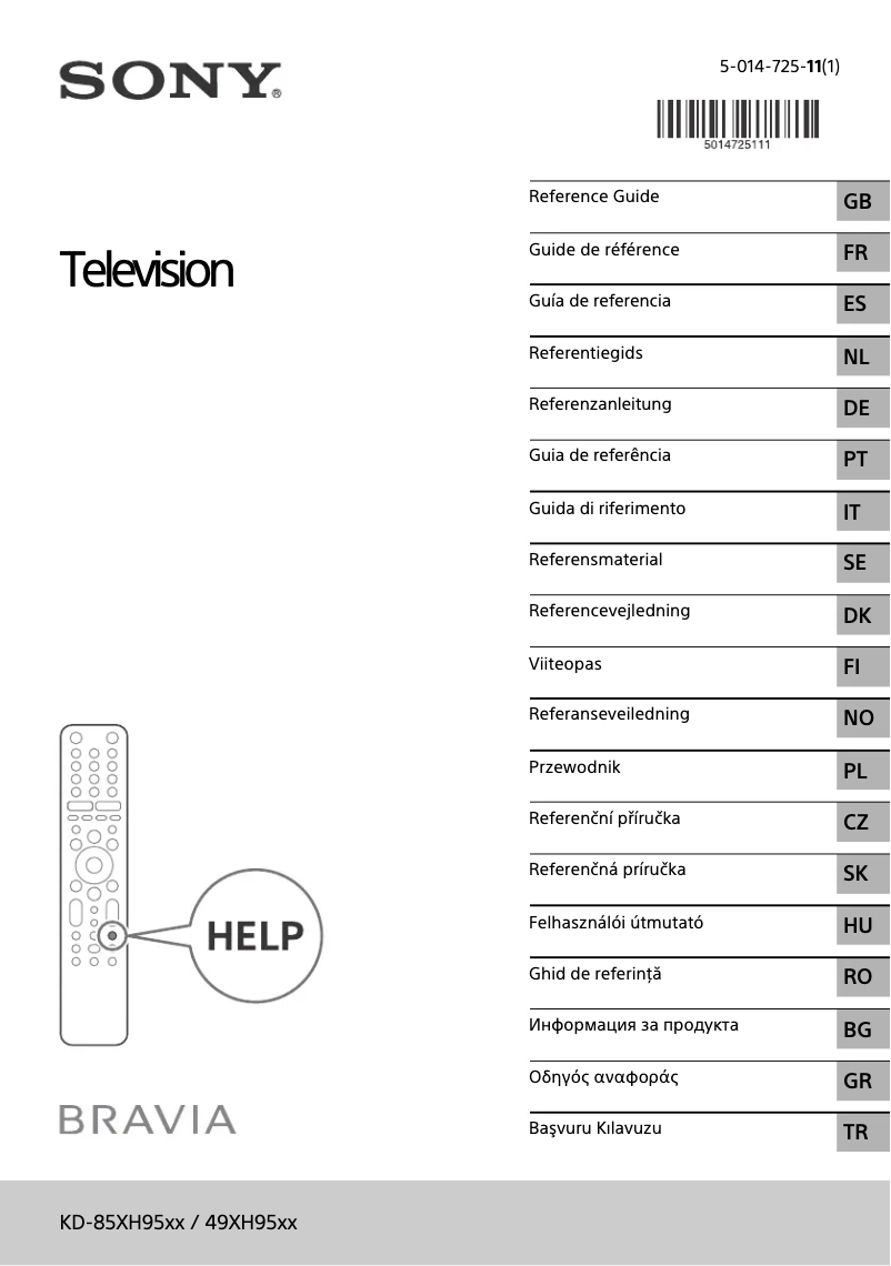 Page n°1 - Manuel utilisateur Sony KD-85XH9505