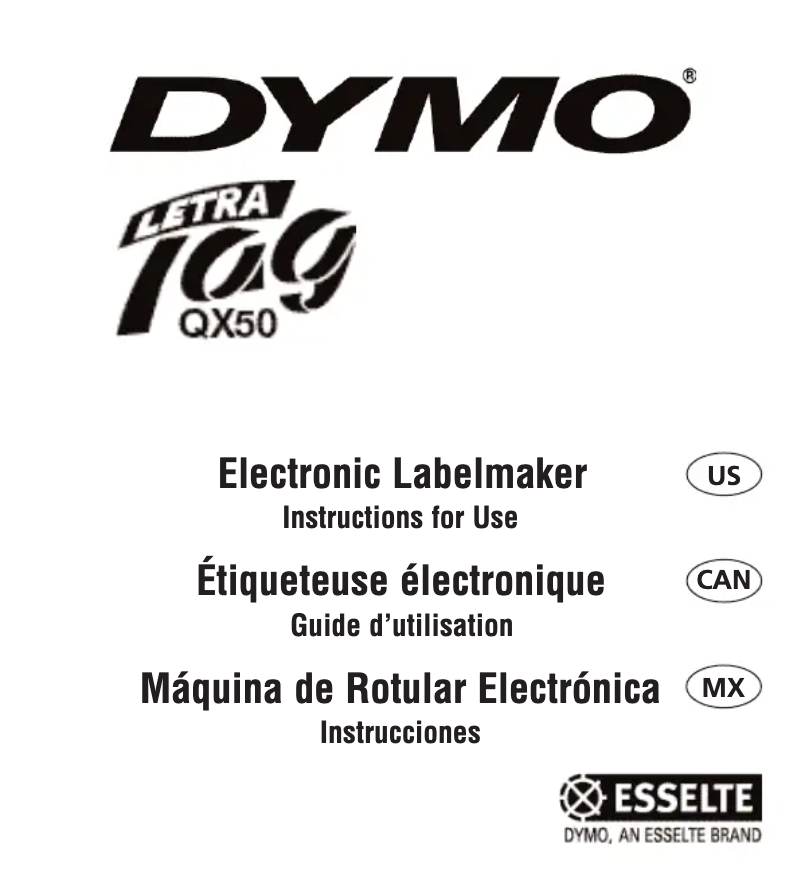 Page n°1 - Manuel utilisateur Dymo LetraTag QX50