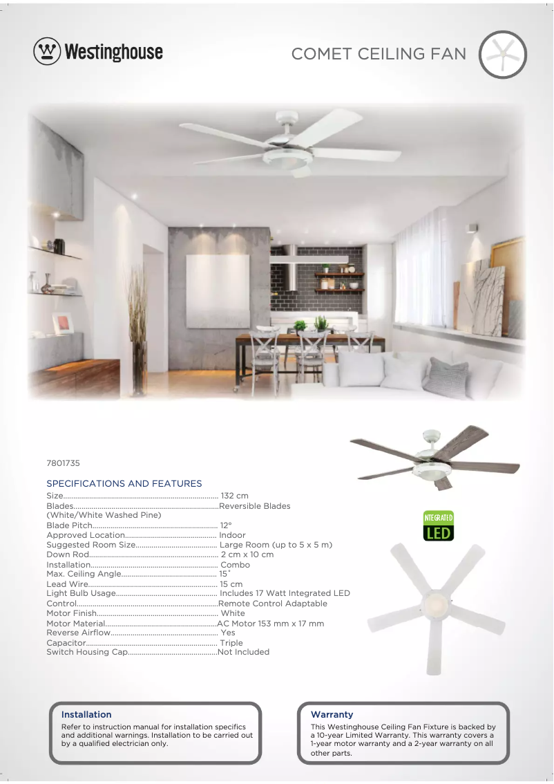 Page n°1 - Fiche technique Westinghouse 7801735