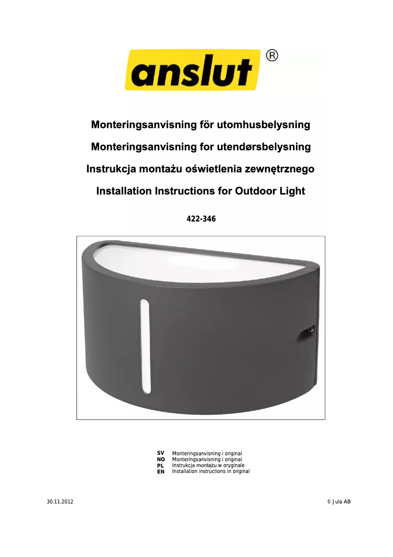 Página 1 del manual Manual de usuario Anslut 422-346