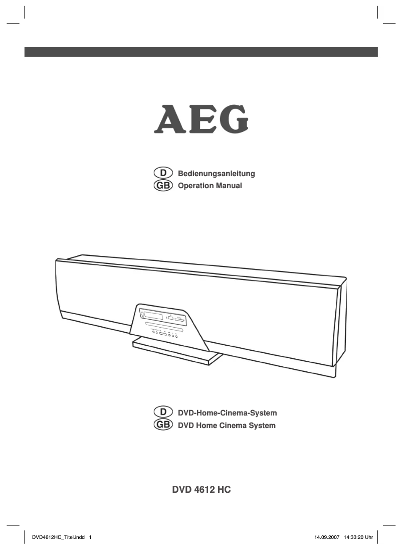 Page 1 de la notice Manuel utilisateur AEG DVD 4612 HC