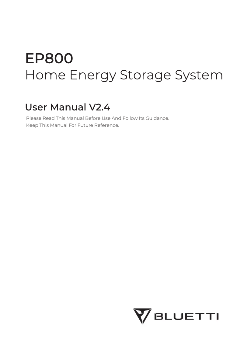 Page n°1 - Manuel utilisateur Bluetti EP800