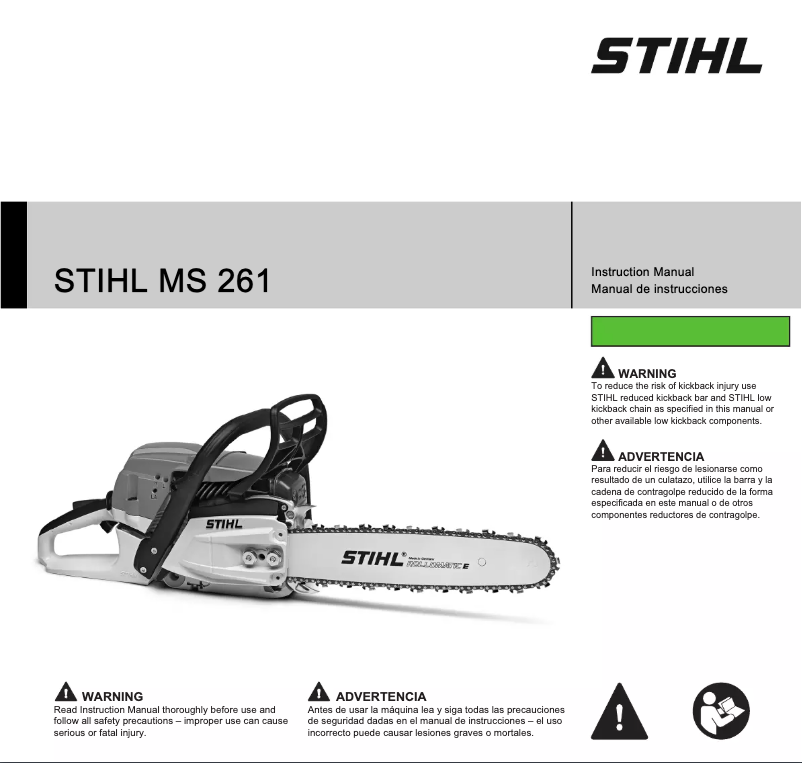 Page 1 de la notice Manuel utilisateur Stihl MS 261