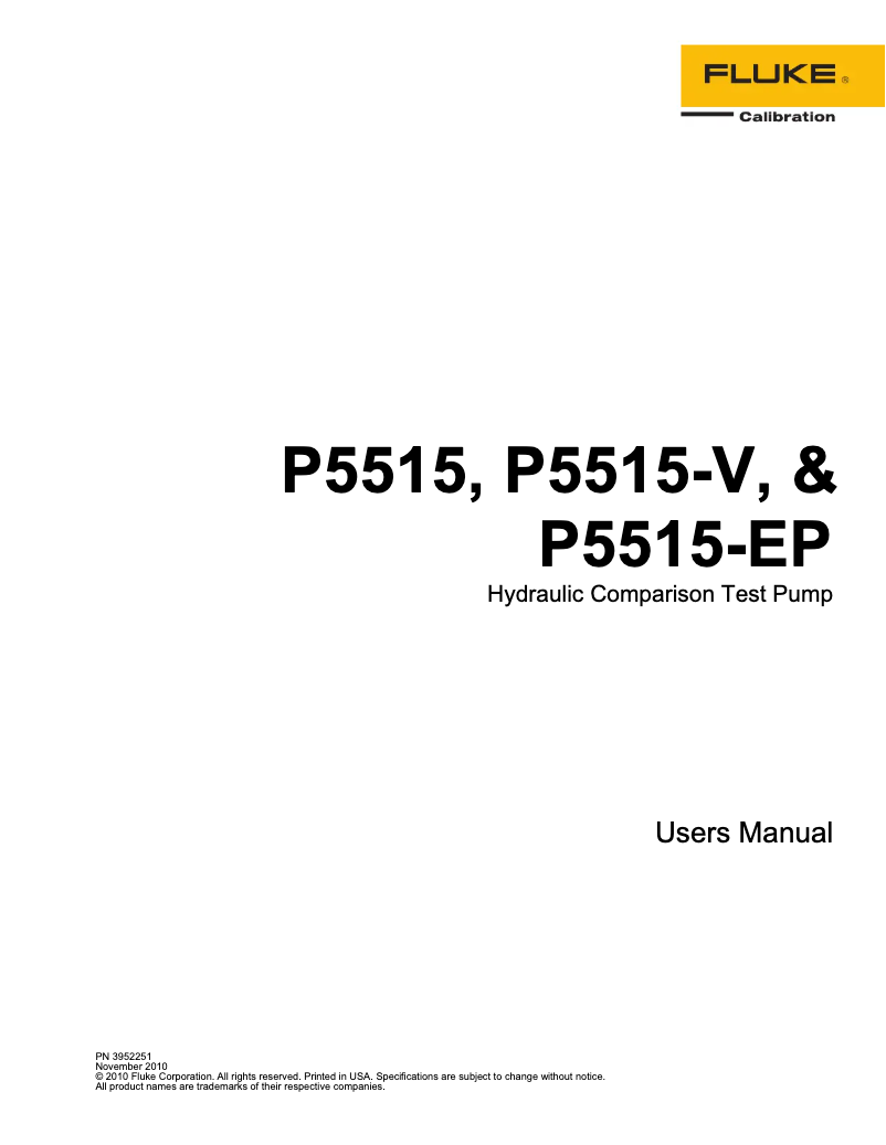 Page 1 de la notice Manuel utilisateur Fluke P5515