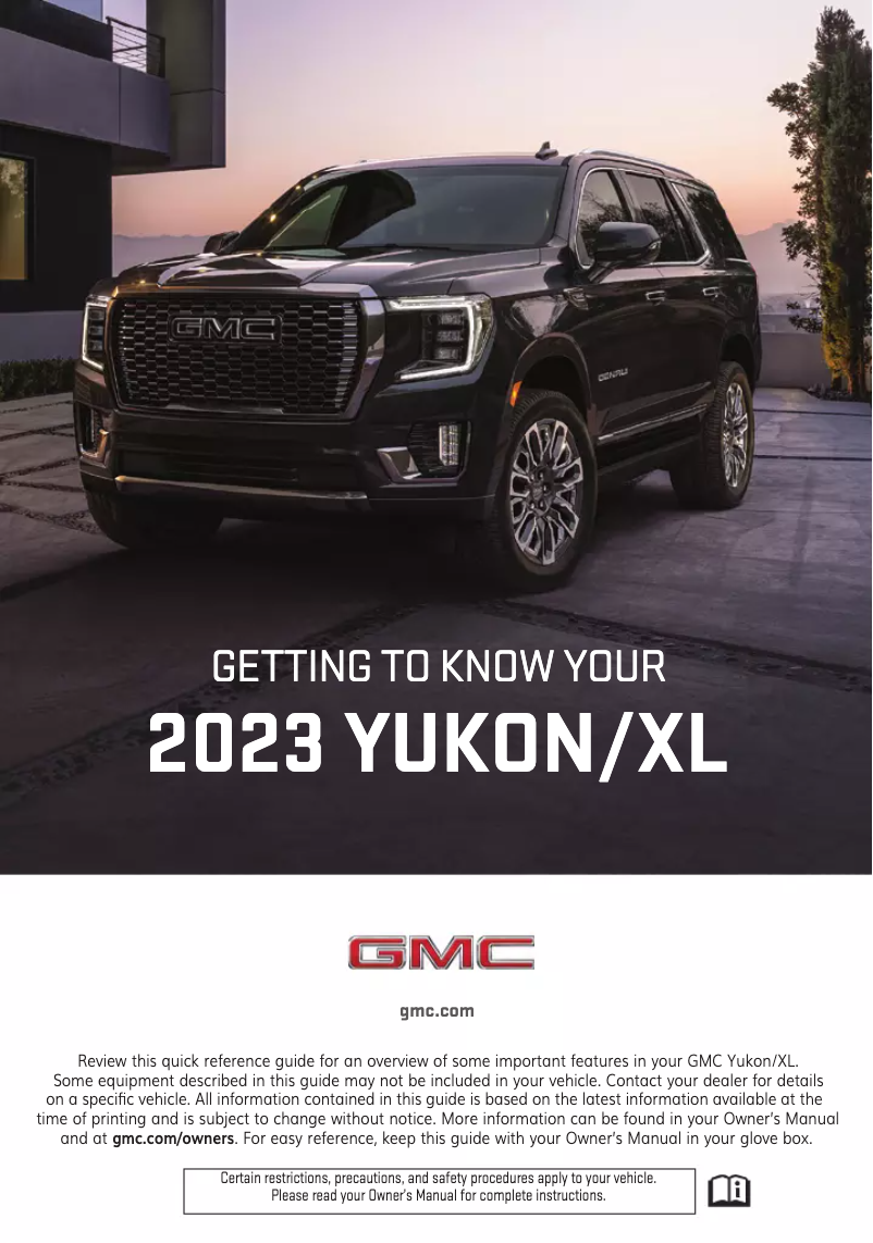 Page 1 de la notice Guide de démarrage rapide GMC Yukon XL (2023)
