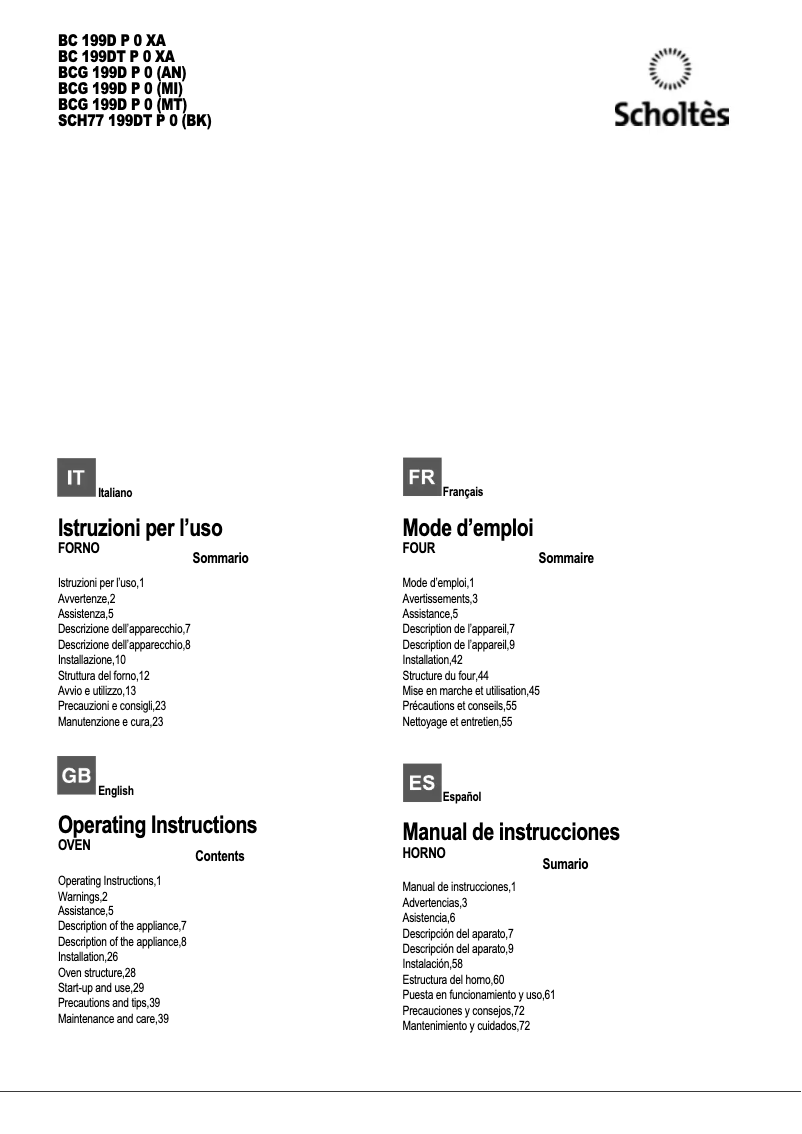 Image de la première page du manuel de l'appareil BCG 199D P 0 (MI)