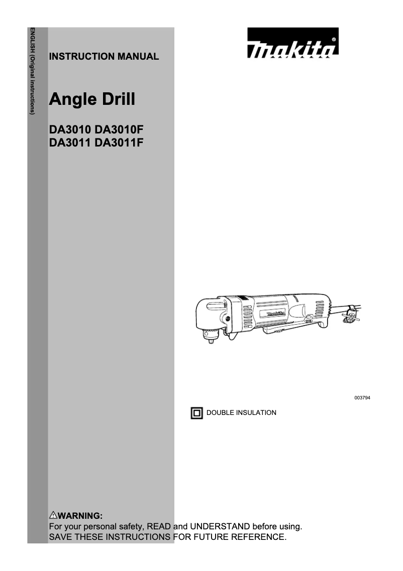 Page 1 de la notice Manuel utilisateur Makita DA3011