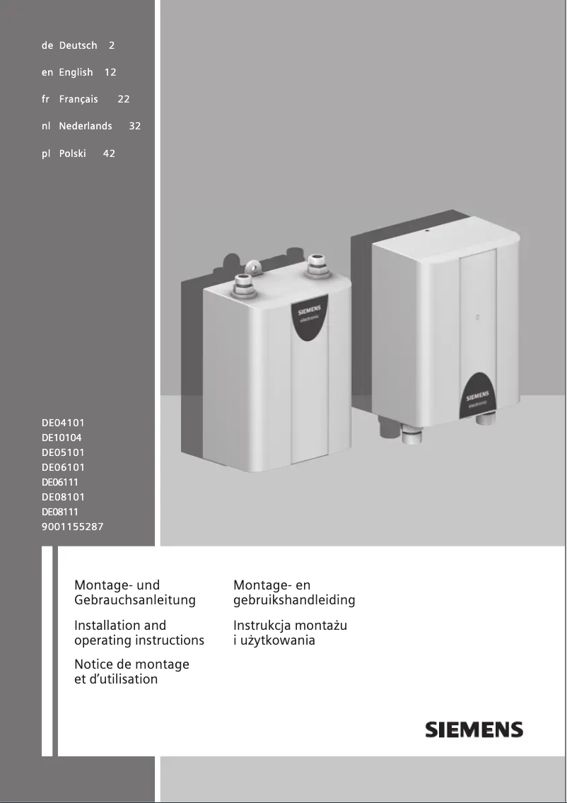 Page n°1 - Manuel utilisateur Siemens DE04101