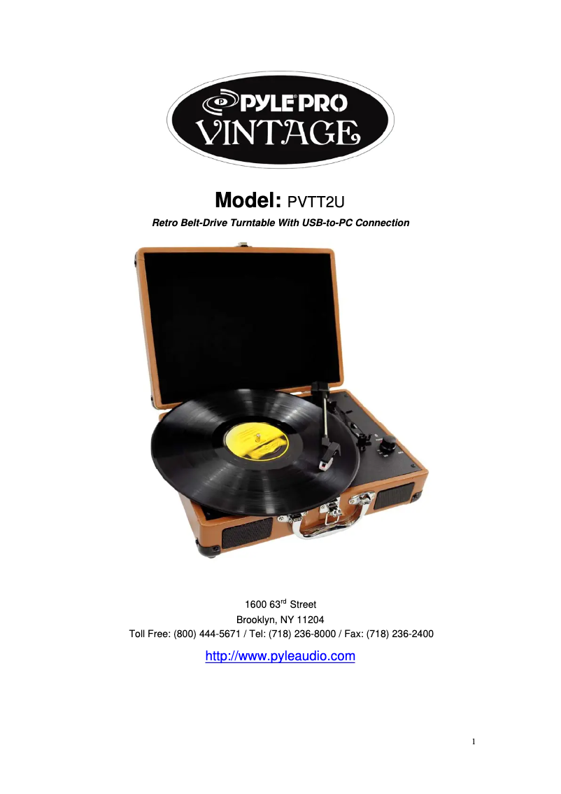 Image de la première page du manuel de l'appareil PVTT2UWD