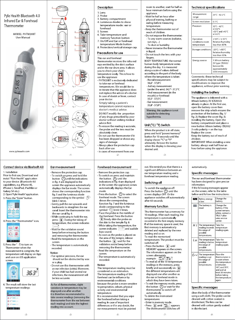 Page 1 of the manual User Manual Pyle PHTM20BTPN